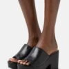 Wide Fit - Mules À Talons - Black